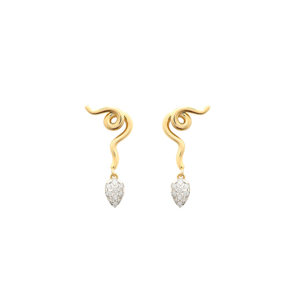 Bea Bongiasca - Women’s Vine Earrings - (Yellow Gold/Diamond)