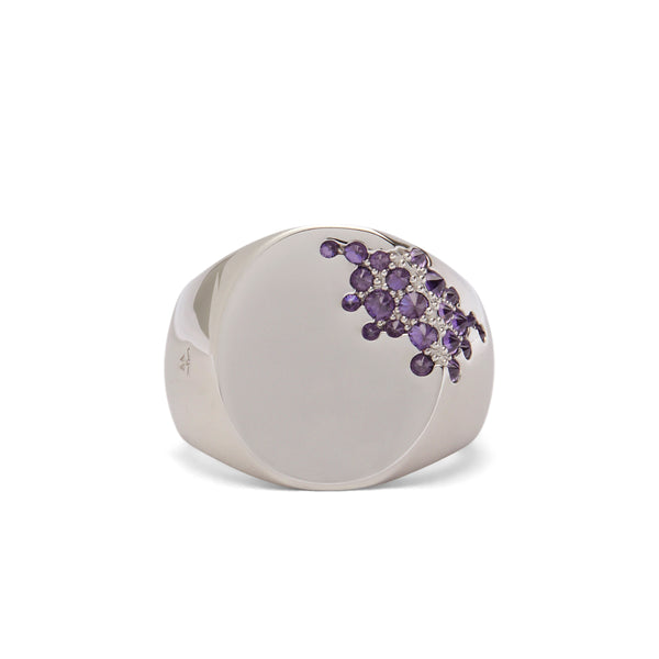 Tom Wood - Women's Oval Purple Molecule Ring - (Silver)