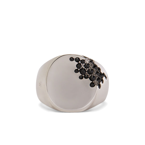 Tom Wood - Women's Oval Black Molecule Ring - (Silver)