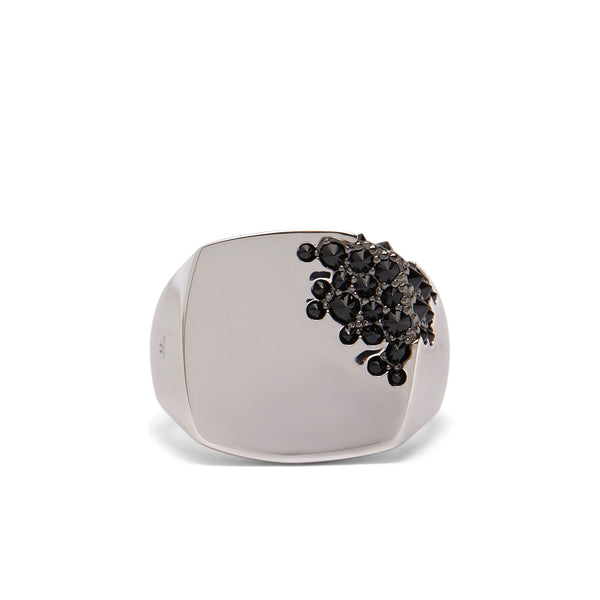 Tom Wood - Women's Cushion Black Molecule Ring - (Silver)