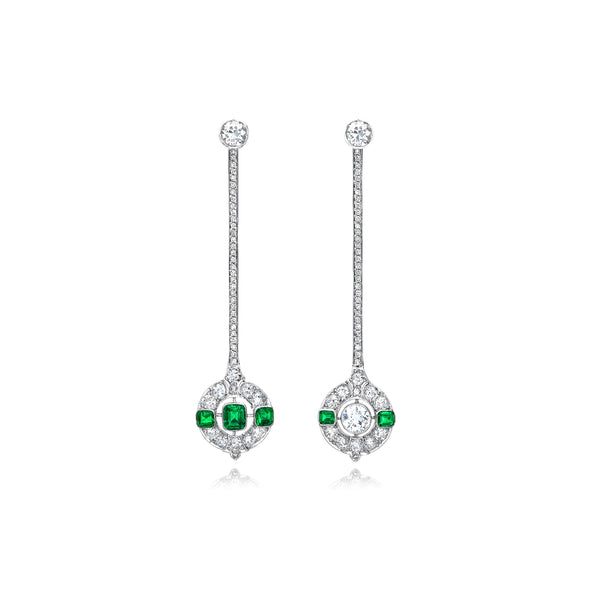 Mindi Mond - Emerald Diamond Mismatch Earrings - (Silver)