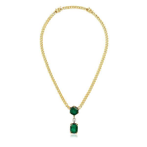 Mindi Mond - Dynamic Duo Emerald Necklace - (Gold)