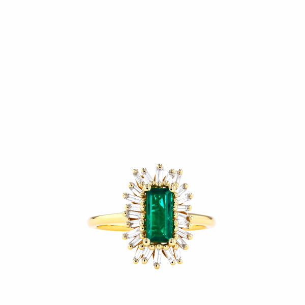 Suzanne Kalan - Emerald and Diamond Ring - (Yellow Gold)
