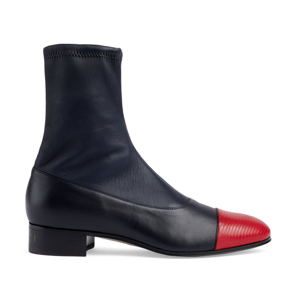 Gucci - Men's Leather Boot with Lizard - (Vermillo)