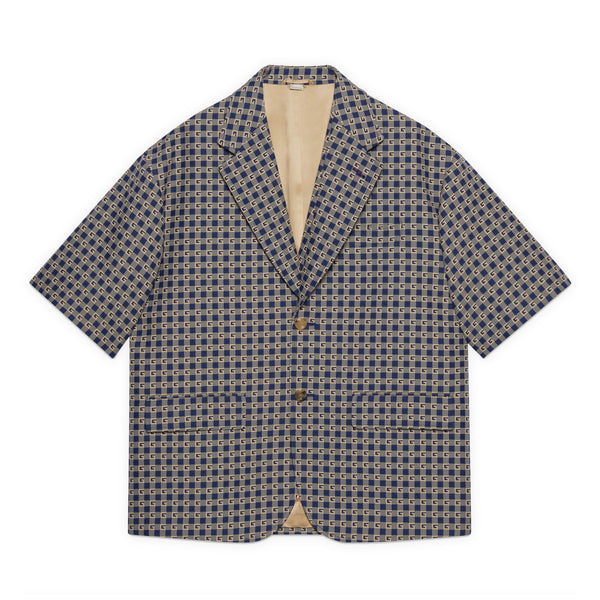 Gucci - Men's Square G Check Fabric Formal Jacket - (Blue/Beige)