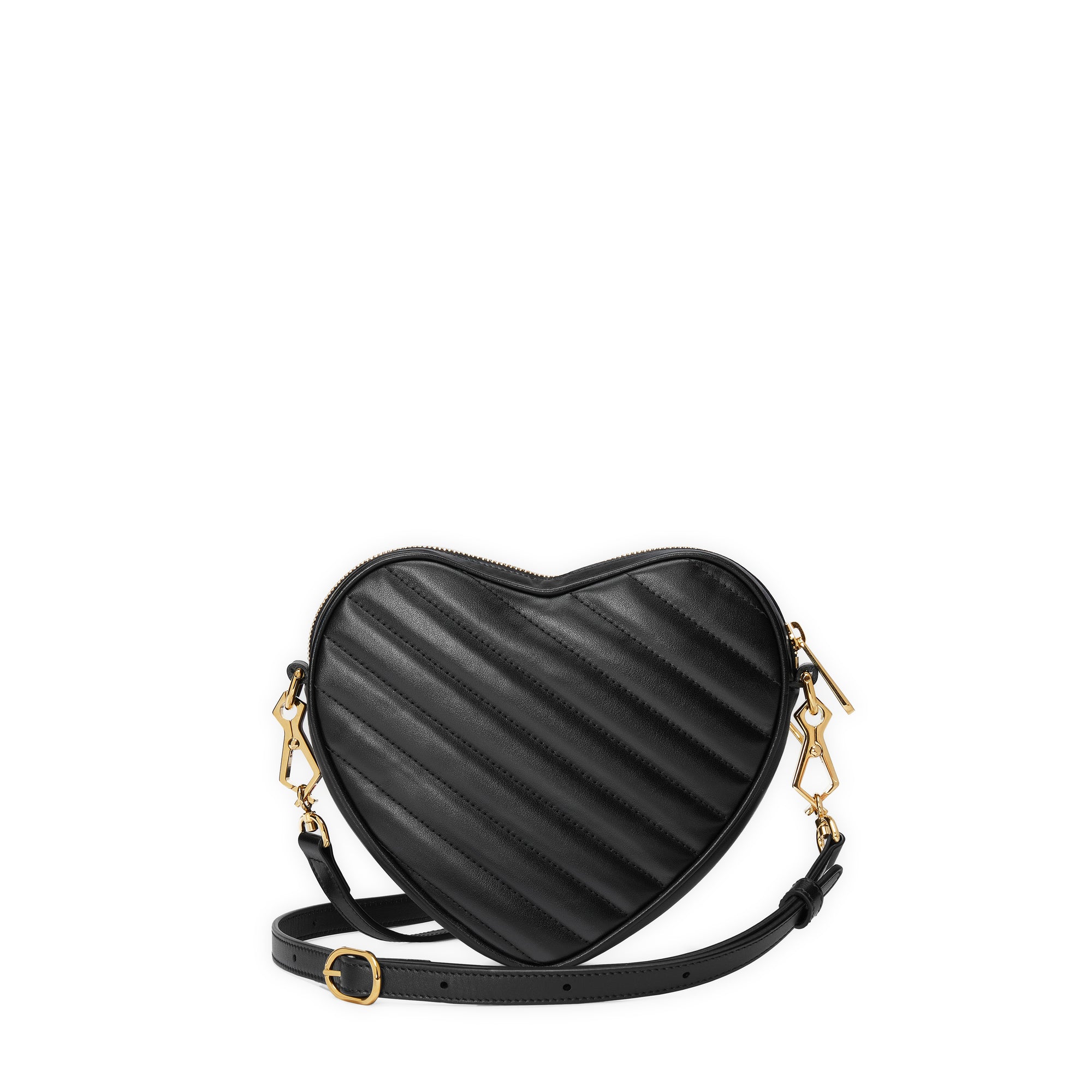 Mini Quilted Heart Purse, Black