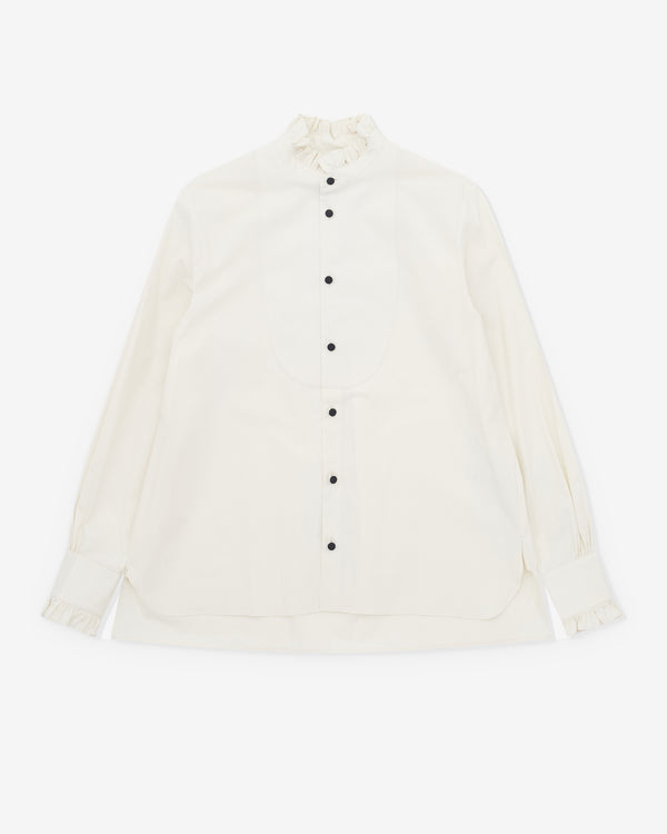 Valentino - Men's Cotton Poplin Shirt With Plastron And Ruffles - (Ivory)