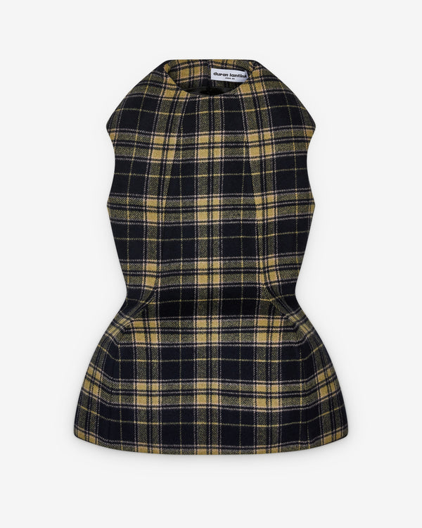 Duran Lantink - Women's Sculptured Tartan Mini Dress - (Blue/Cream)