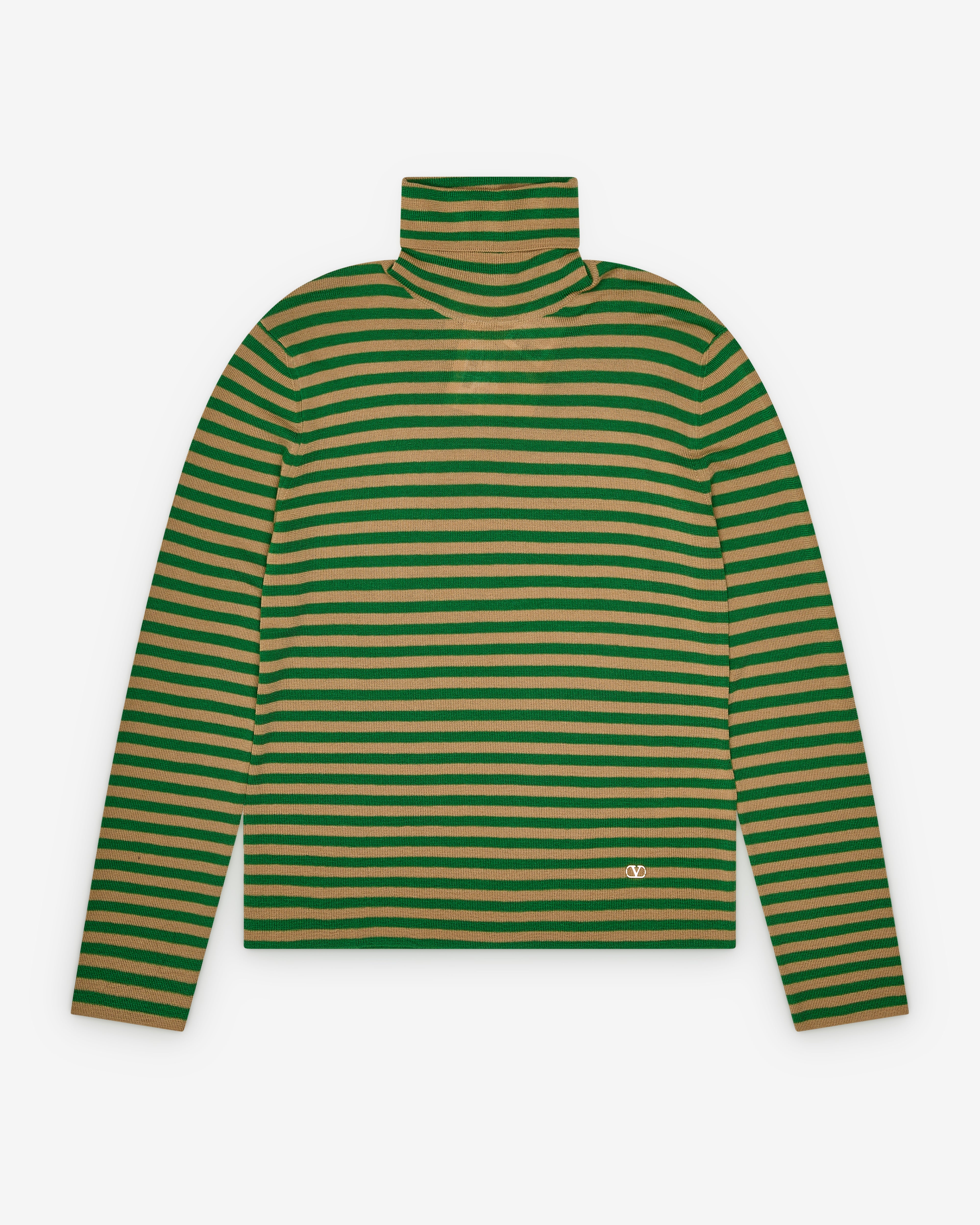 Valentino: Men's Striped Turtleneck (Green) | DSMNY E-SHOP