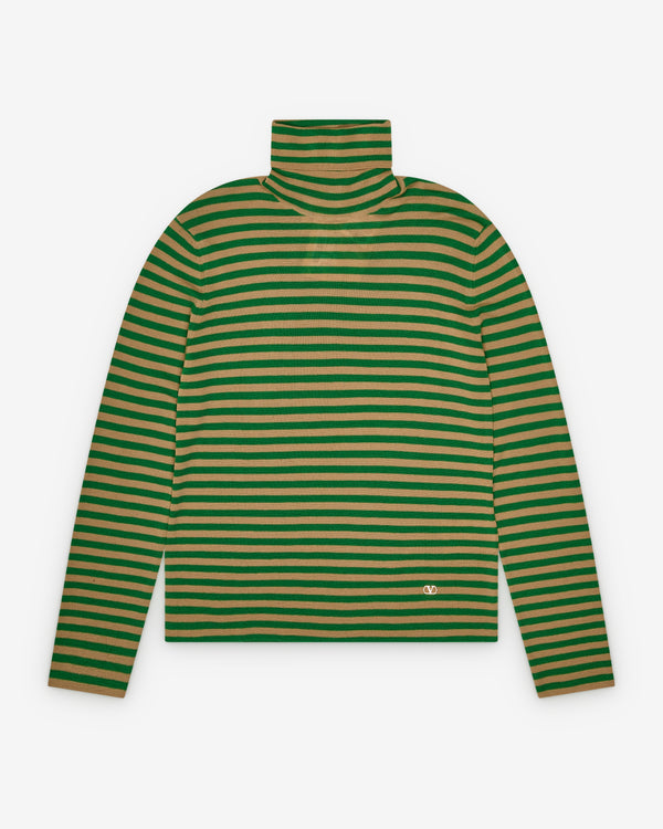 Valentino - Men's Striped Turtleneck - (Green)