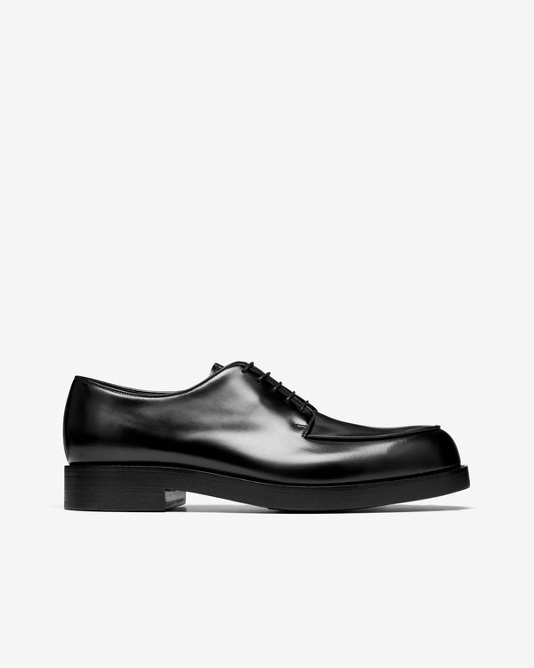 Prada - Men's Brushed Leather Lace-Up Shoes - (Black)