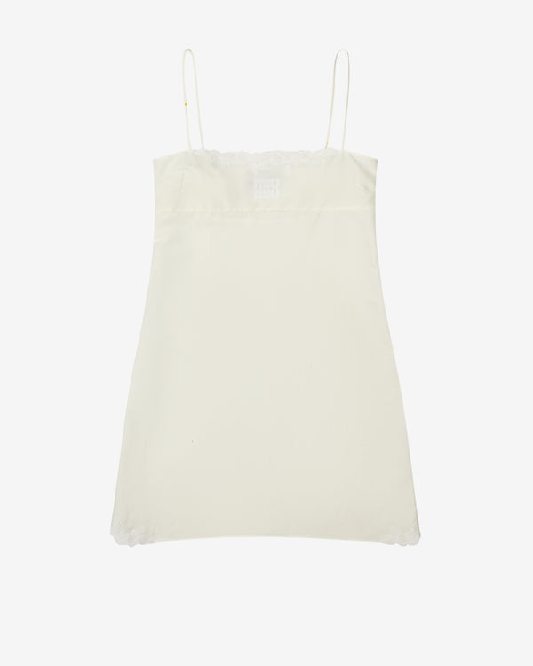 Miu Miu - Women's Embroidered Slubbed Canvas Mini-Dress - (Ivory)
