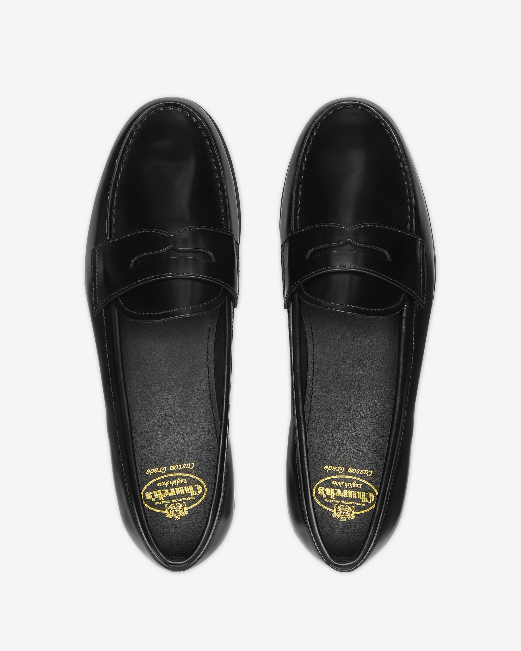 Church Polished Fumé Leather Loafer, Woman, Black, Size 38