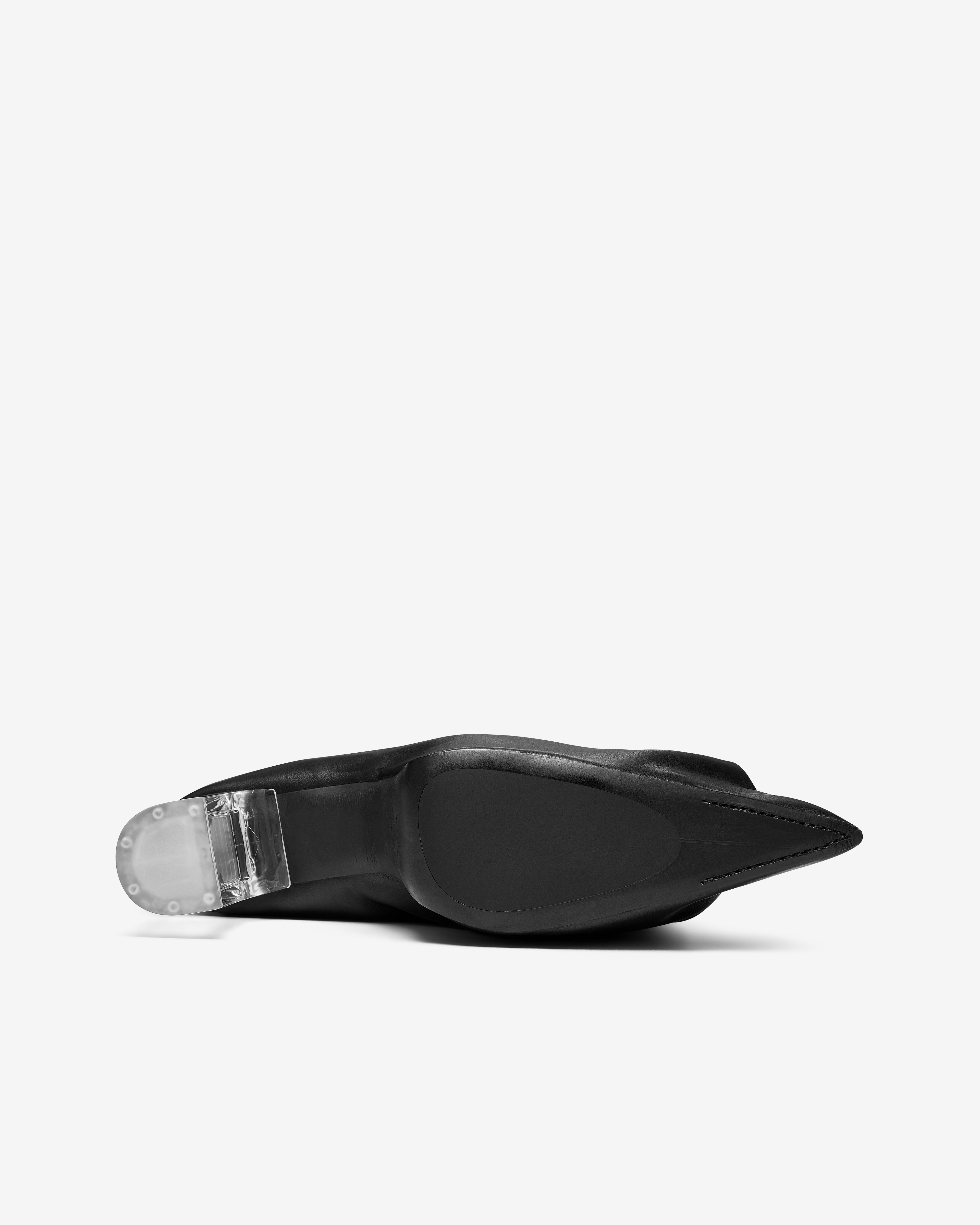 Rick Owens: Men's Taco Kiss Leather Boots (Black/Clear) | DSMNY E-SHOP