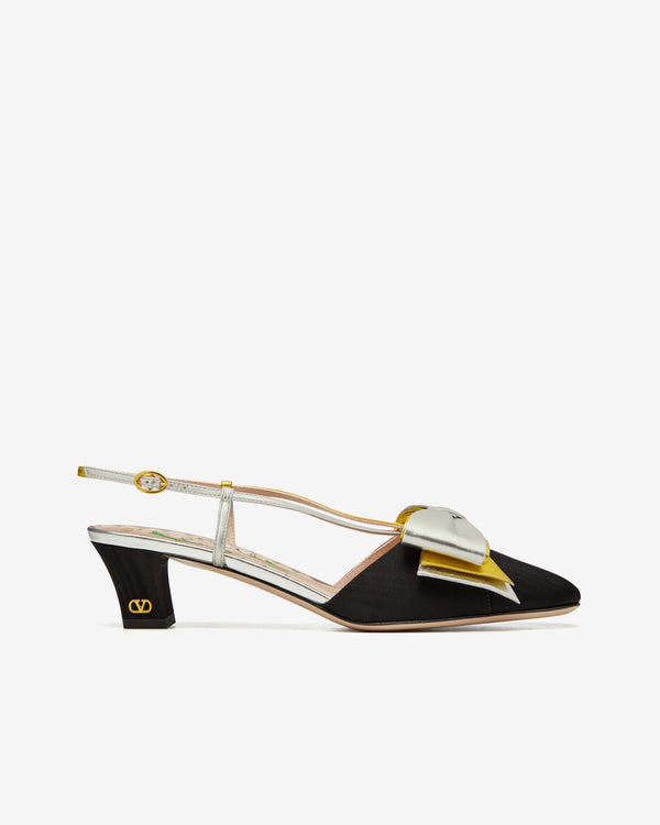 Valentino - Women's Bowow Slingback Pumps - (Black/Silver)