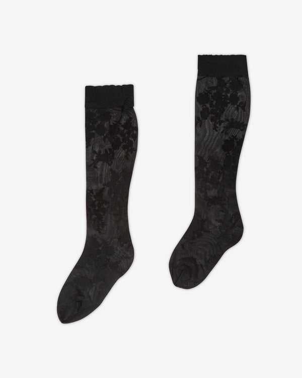 Valentino - Women's Floral Lycra Knee-High Socks - (Black)