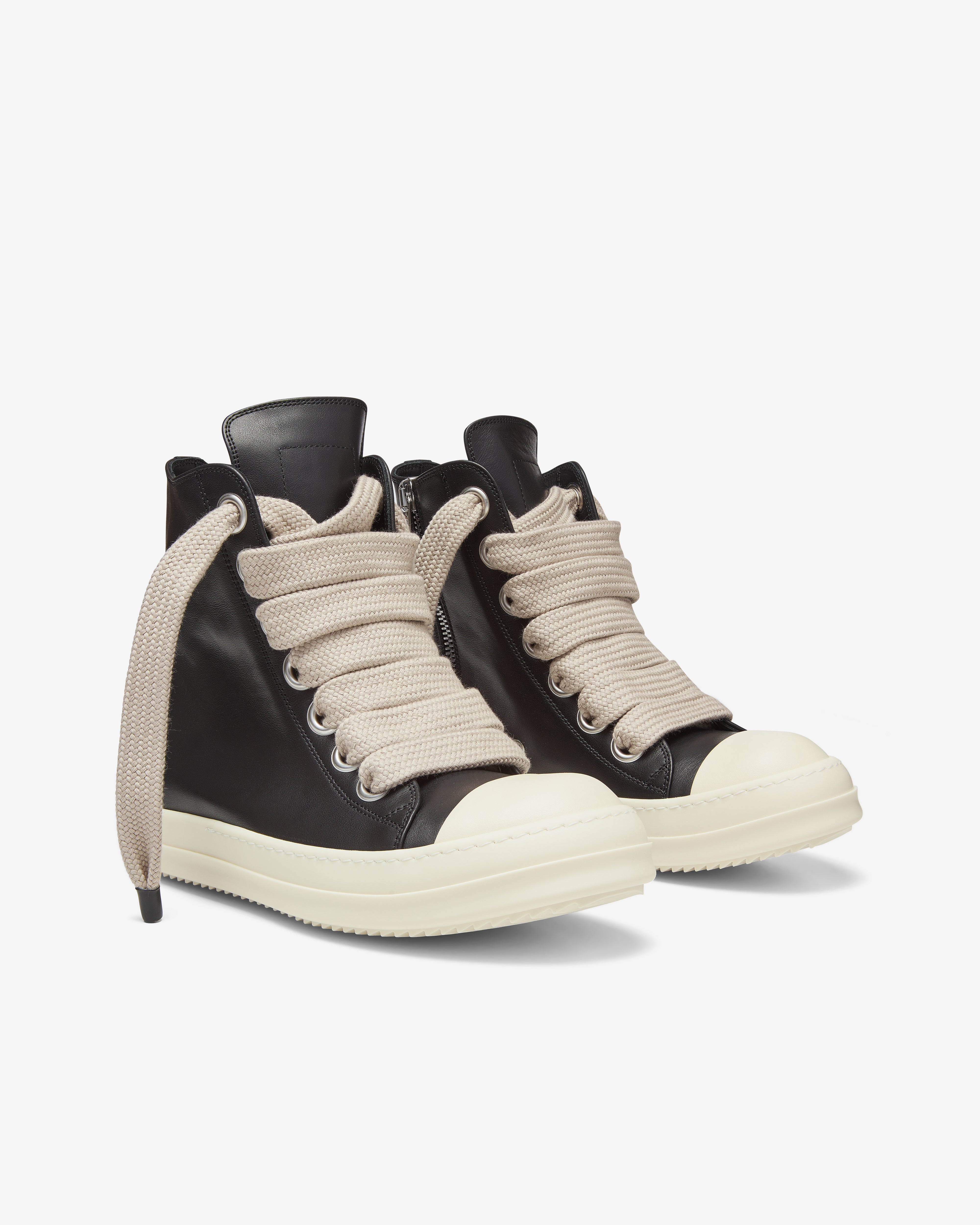 Rick Owens: Men's Jumbolace Sneakers (Black/Milk) | DSMNY E-SHOP