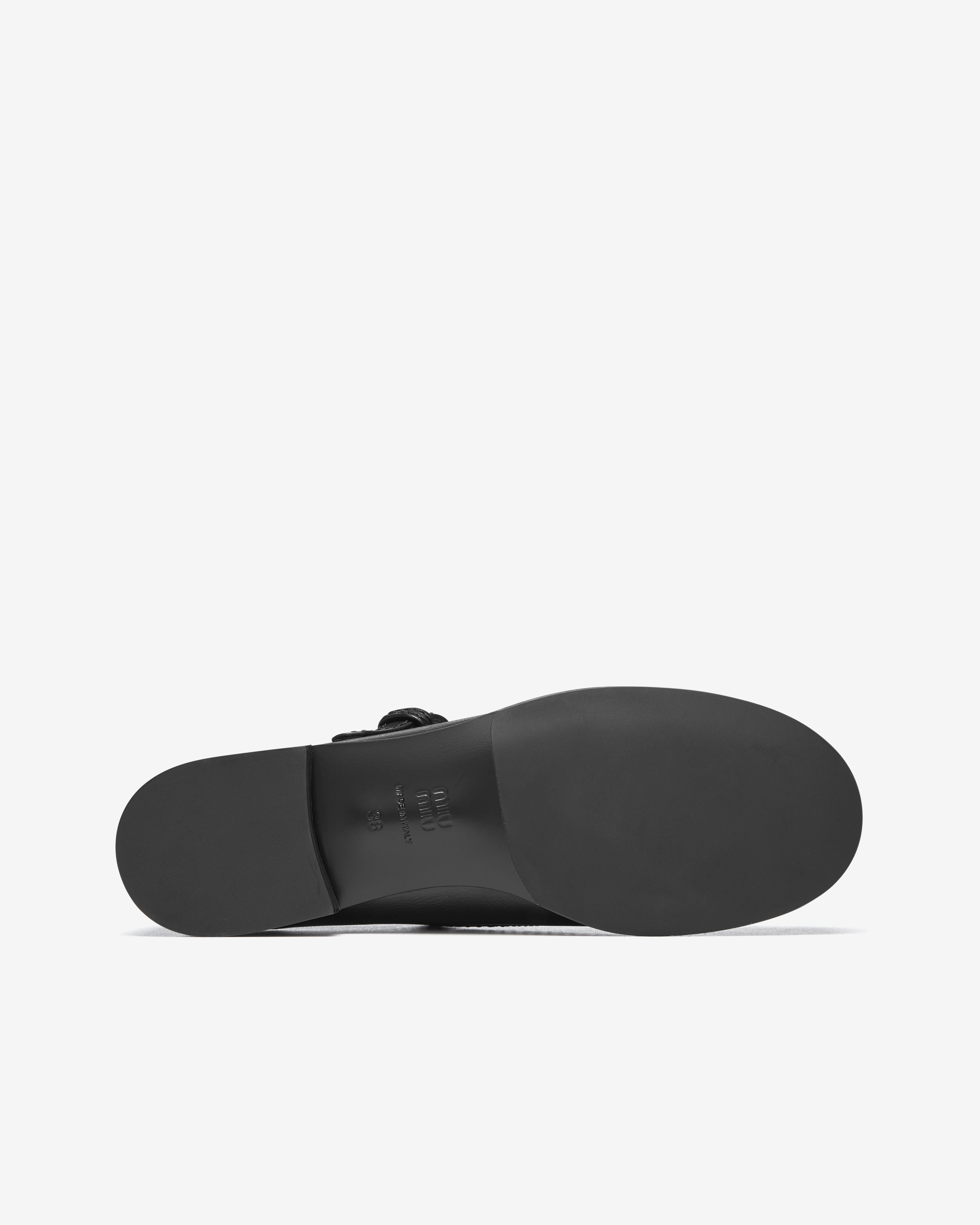 Miu Miu: Women's Leather Loafers With Strap (Black) | DSMNY E-SHOP