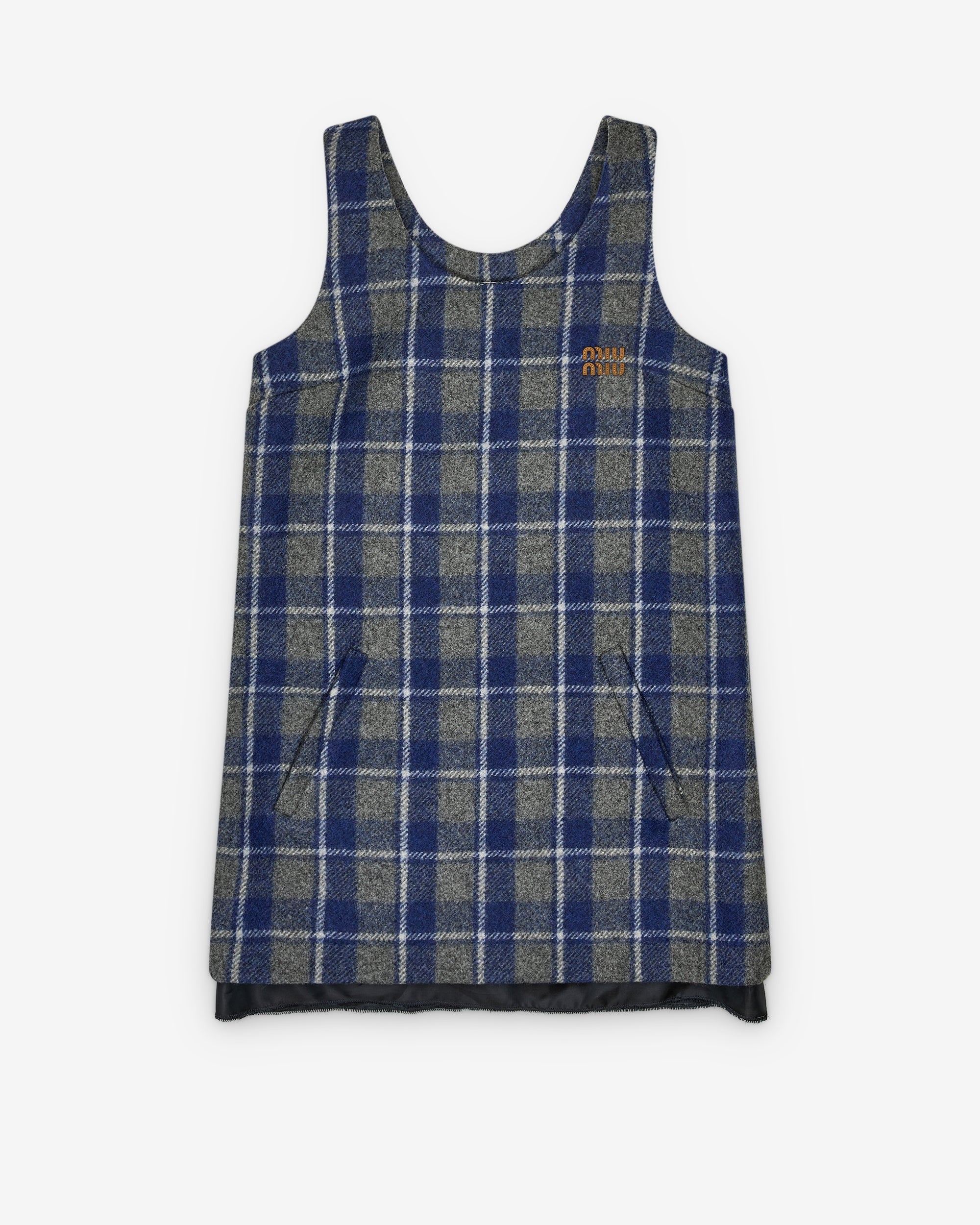 Miu Miu: Women's Dress (Grey/Navy) | DSMNY E-SHOP Miu Miu: Women's Dress (Grey/Navy) | DSMNY E-SHOP