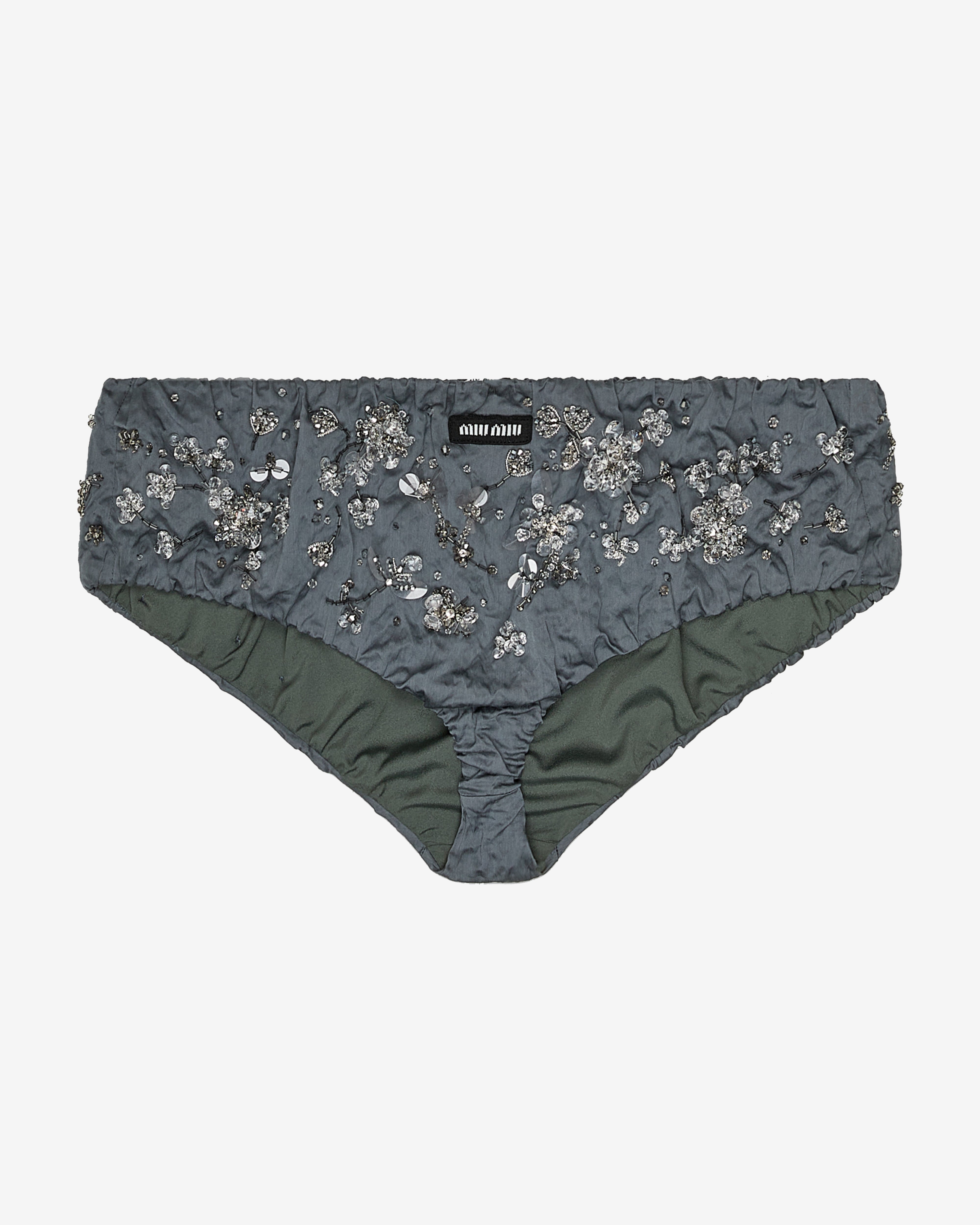 Miu Miu: Women's Embroidered Duchess Panty (Iron Gray) | DSMNY E-SHOP