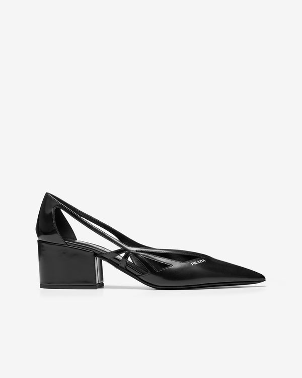 Prada - Women's Brushed Leather Cut-Out Pumps - (Black)