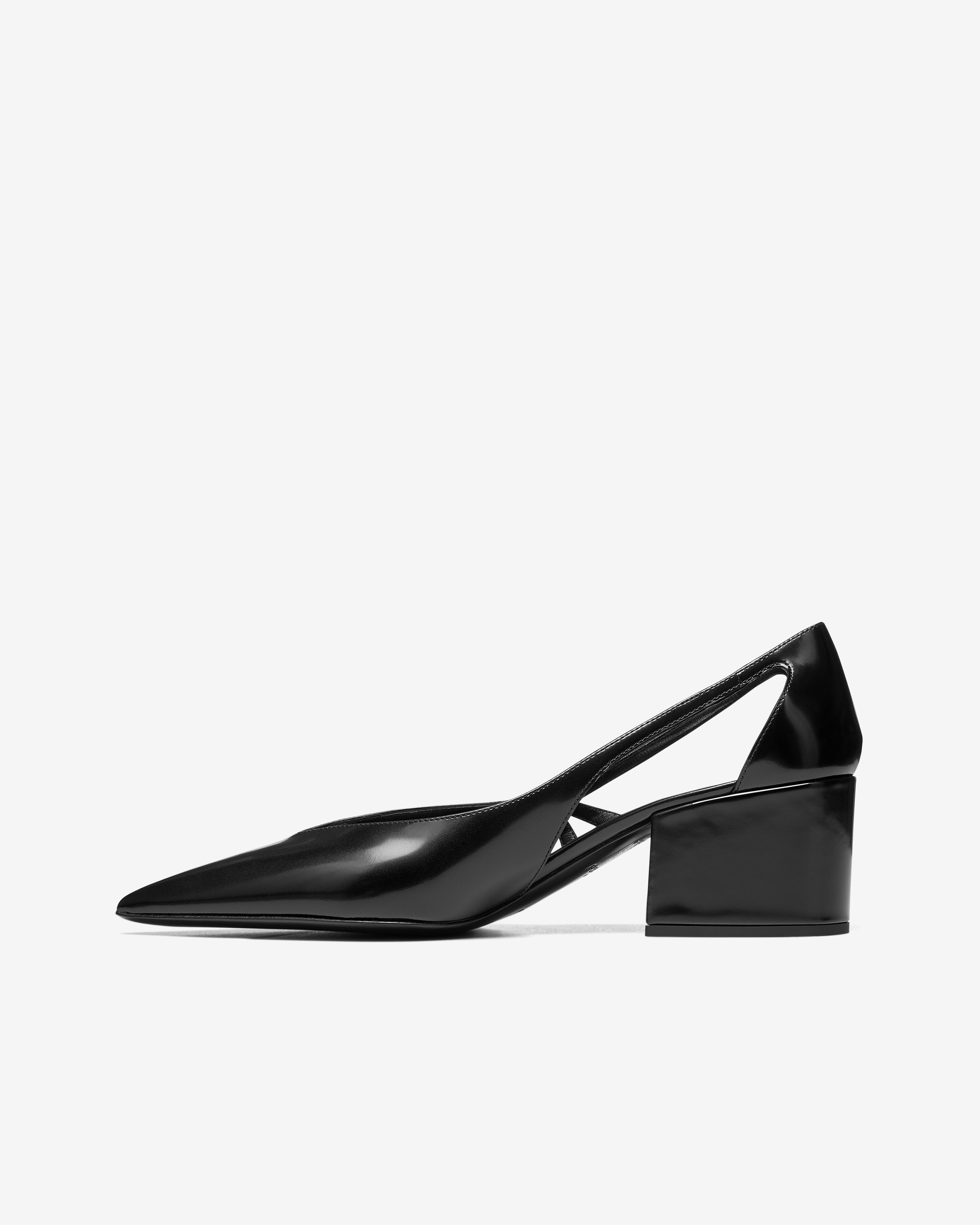 Prada: Women's Brushed Leather Cut-Out Pumps (Black) | DSMNY E-SHOP