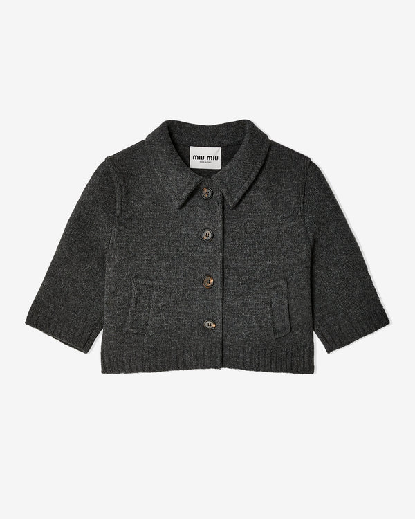 Miu Miu - Women's Cropped Cardigan - (Slate Gray)