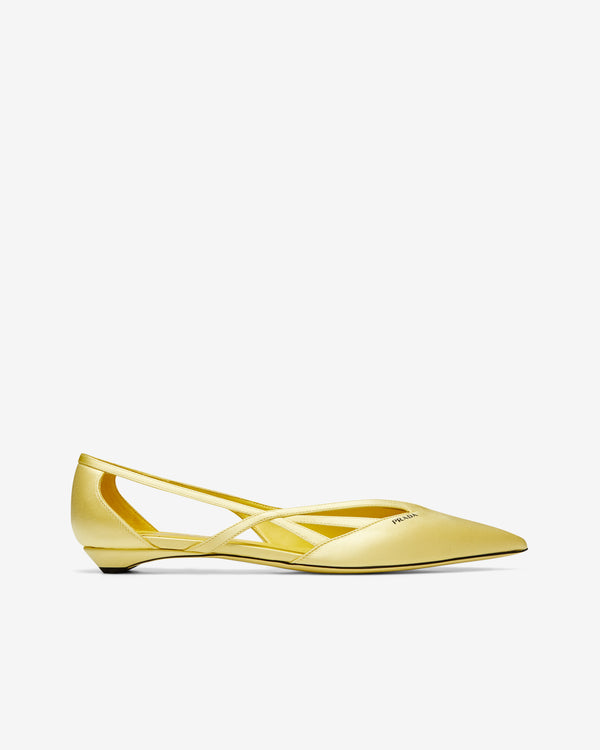 Prada - Women's Satin Cut-Out Flats - (Lemon Yellow)