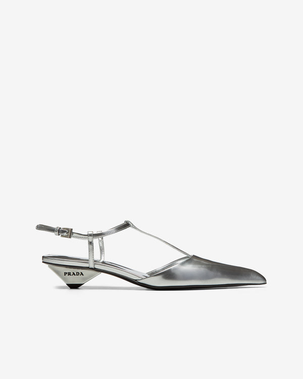 Prada - Women's Metallic Leather Slingback Pumps