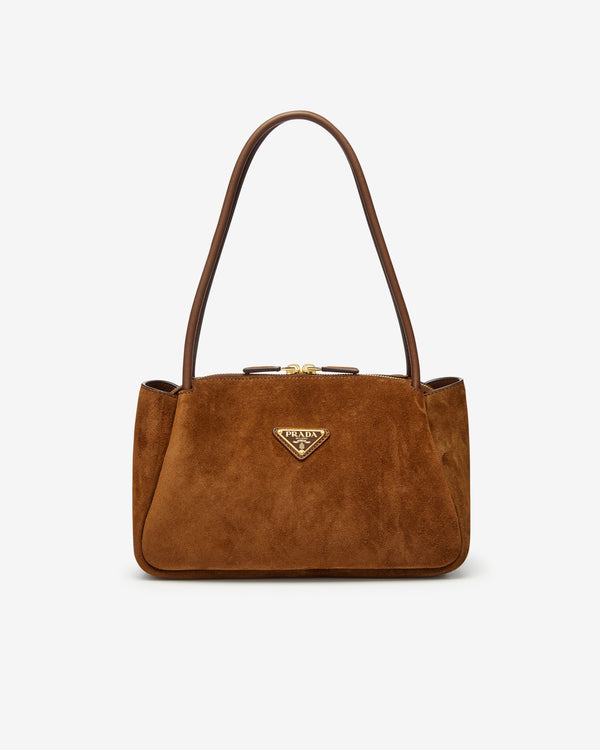 Prada - Women's Medium Suede Shoulder Bag - (Cocoa)