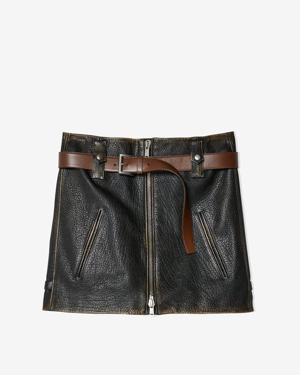 Prada - Women's Faux Leather Skirt - (Black)