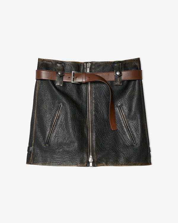 Prada - Women's Faux Leather Skirt - (Black)