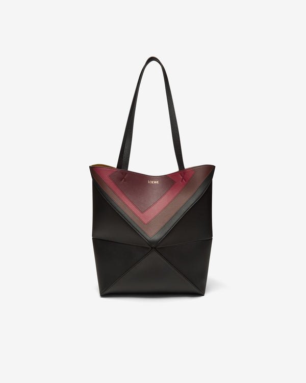 Loewe - Women's Medium Puzzle Fold Tote - (Black/Burgundy)
