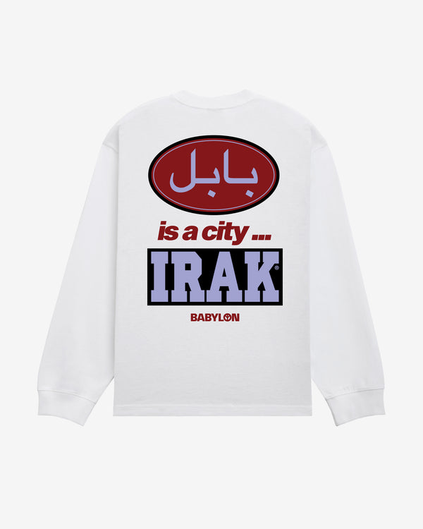 Irak - Babylon Men's Is A City Long Sleeve - (Pure White)