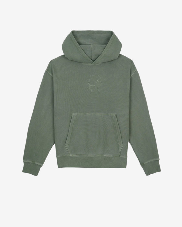 Brain Dead - Men's 3D Embroidered Logohead Garment Dyed Hoodie - (Ivy)