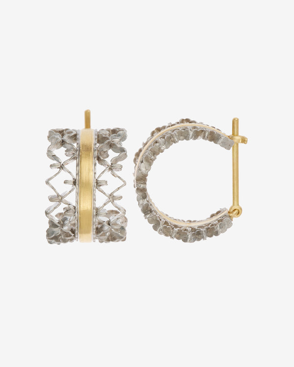 Nikolle Radi - Women's Brocade Small Hoops - (White Diamond)