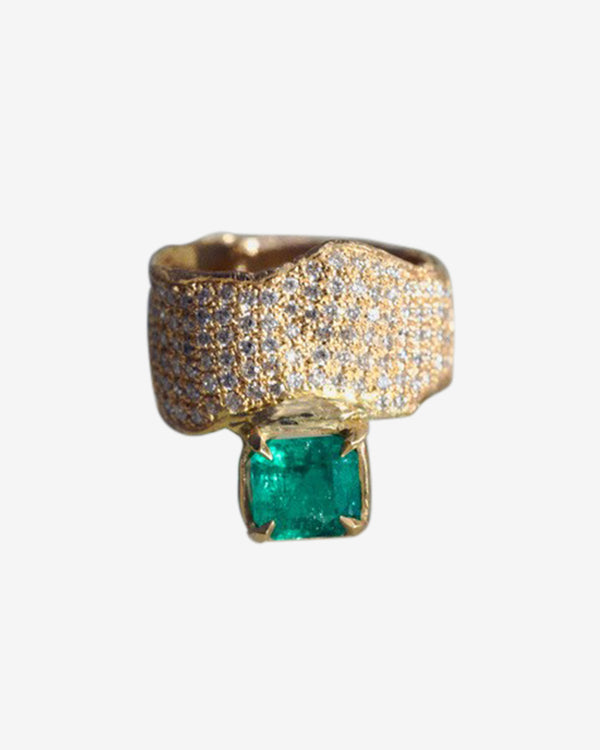 Alice Waese - Women's Emerald Drop Ring - (Gold)