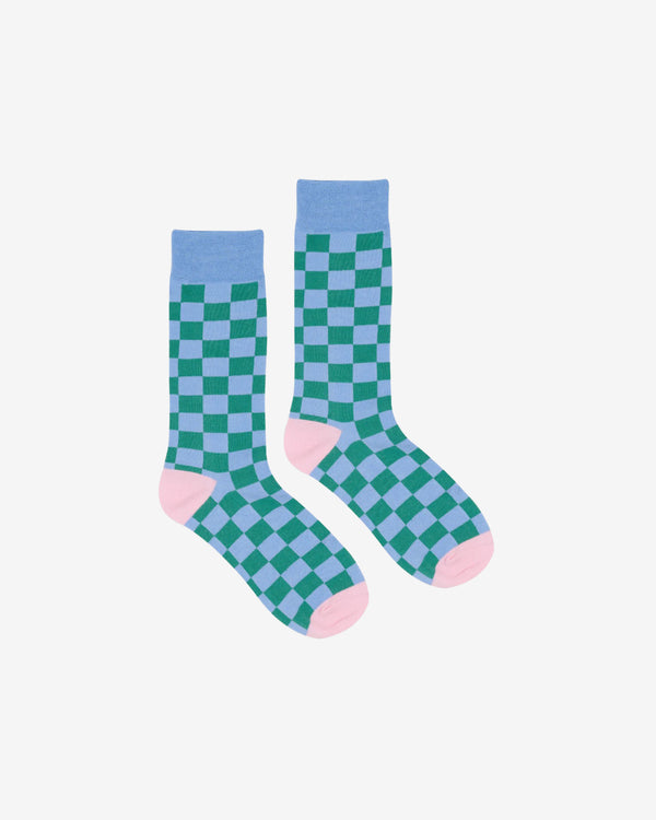 Brain Dead - Logohead Dress Socks - (Blue/Check)