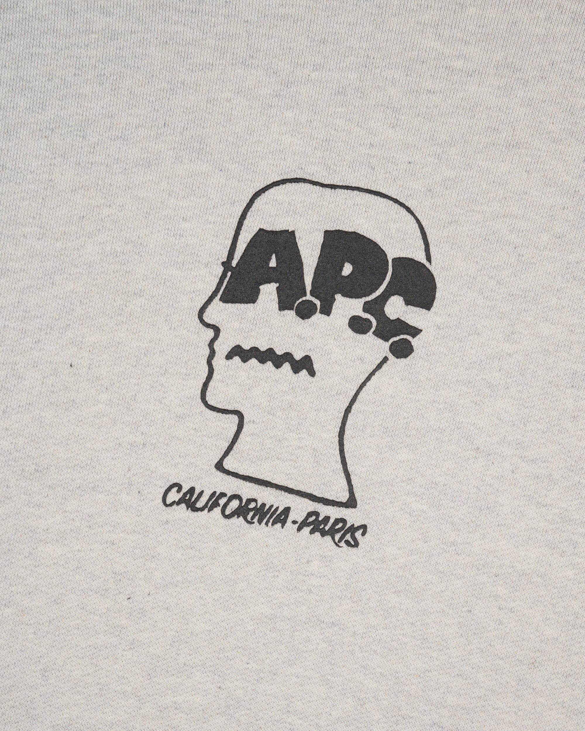 Brain Dead - A.P.C. Men's Fleece Logo Head Hoodie - (Heather Gray) view 3, Click to Zoom in