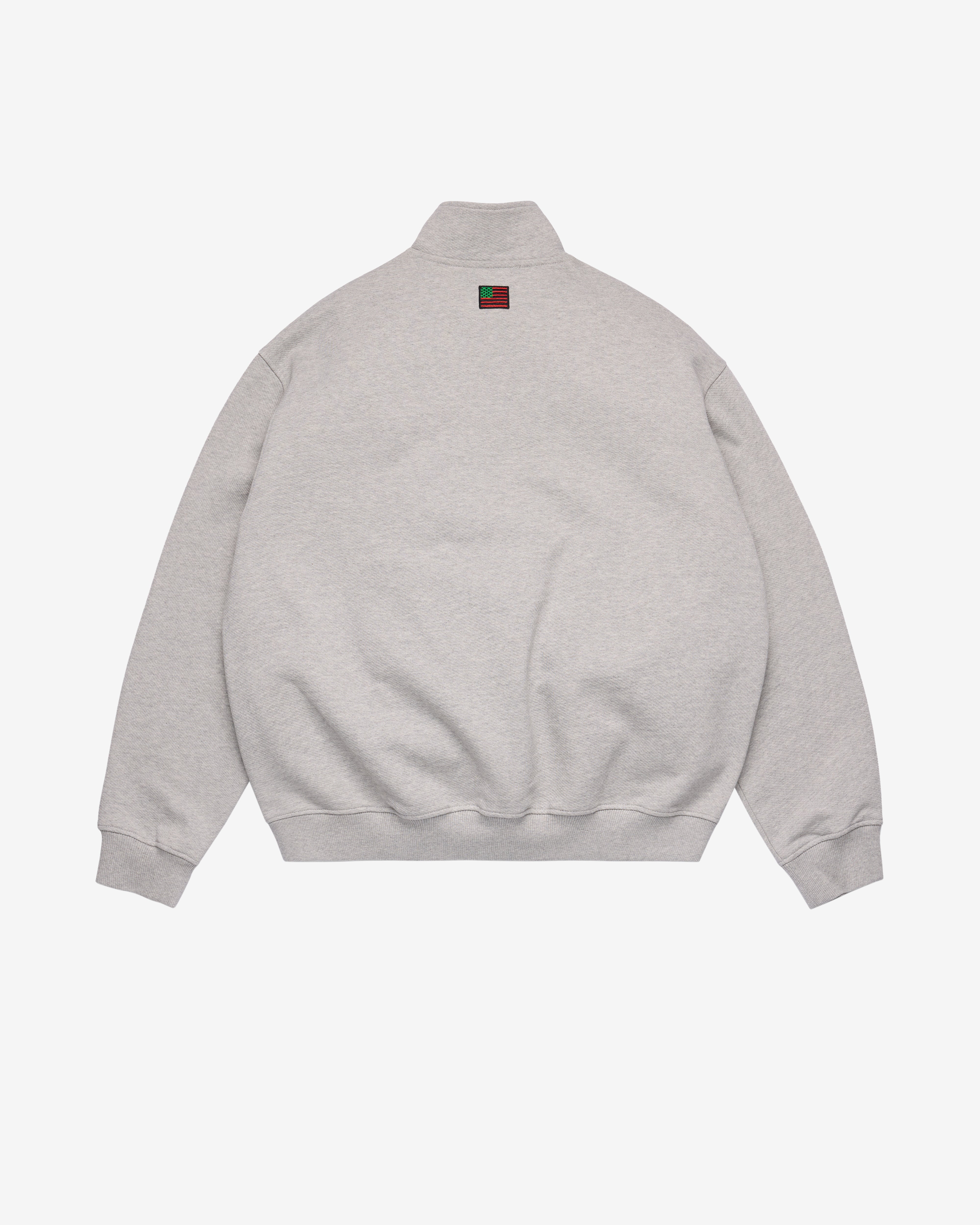 Denim Tears: Men's Quarter Zip ALT Crewneck (Grey) | DSMNY E-SHOP