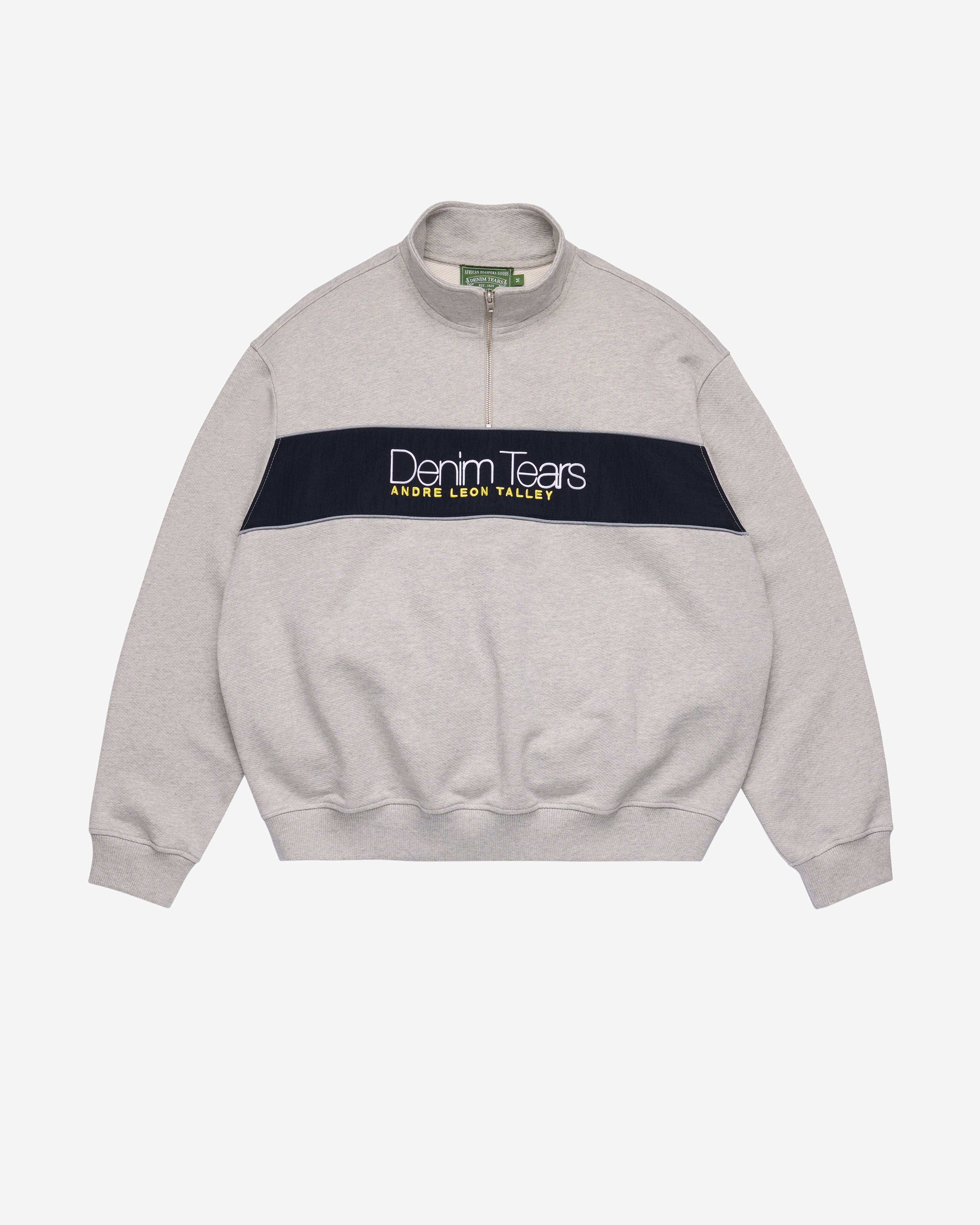 Denim Tears: Men's Quarter Zip ALT Crewneck (Grey) | DSMNY E-SHOP