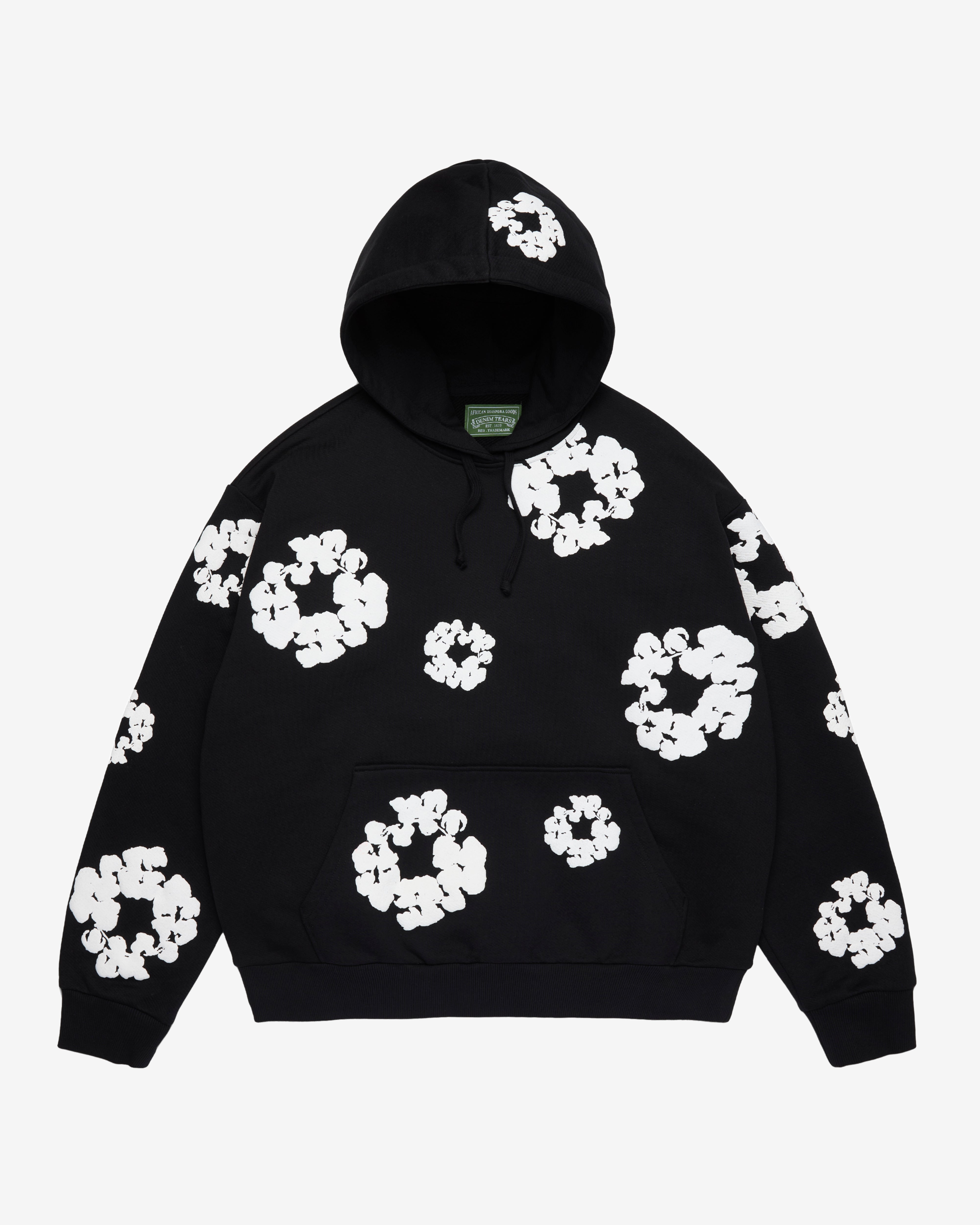 Denim Tears: Men's Cotton Wreath Hoodie (Black) | DSMNY E-SHOP