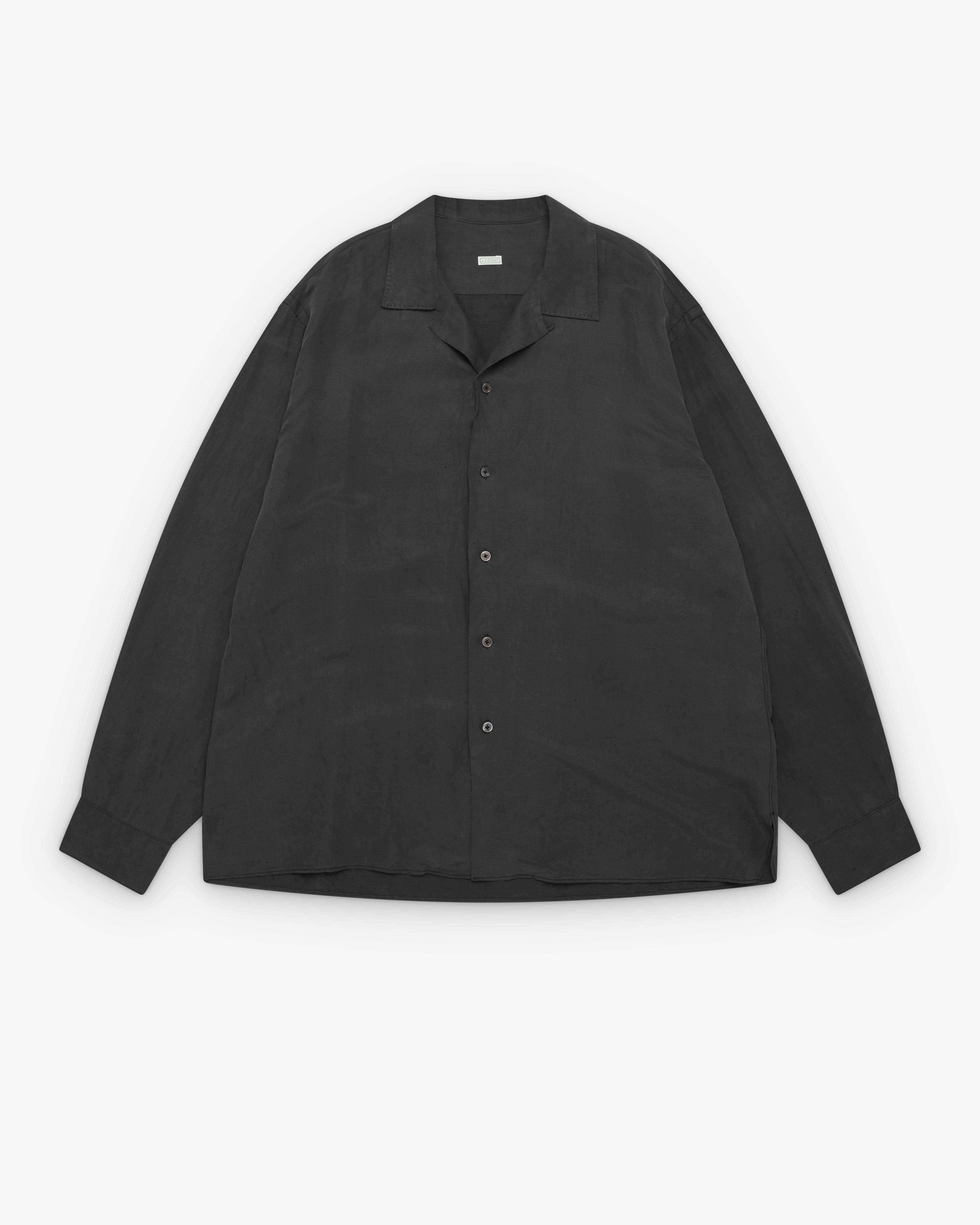A.Presse: Men's Vintage Open Collar Shirt (Black) | DSMNY E-SHOP
