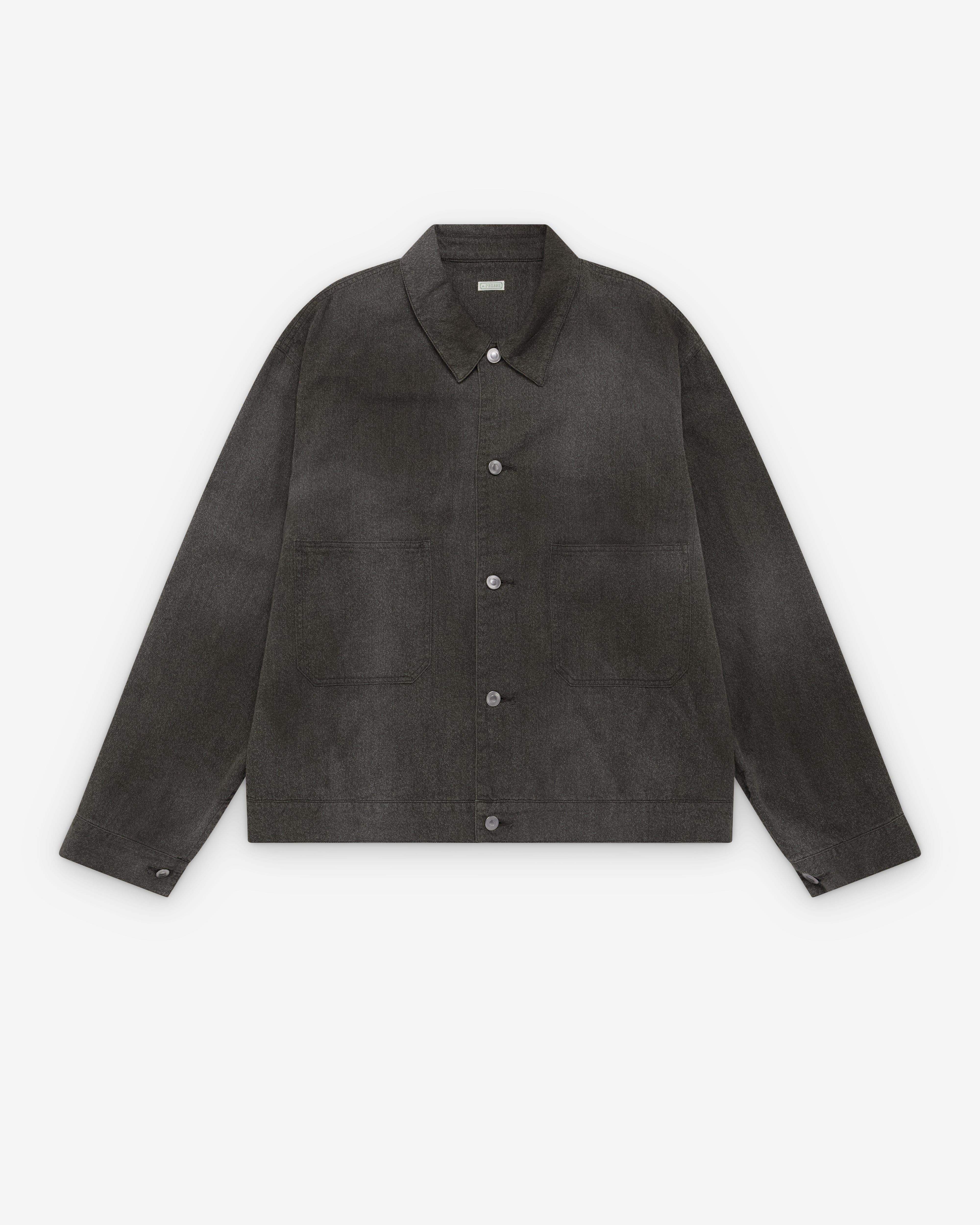 A.Presse: Men's Vintage Black Chambray Work Jacket (Black) | DSMNY