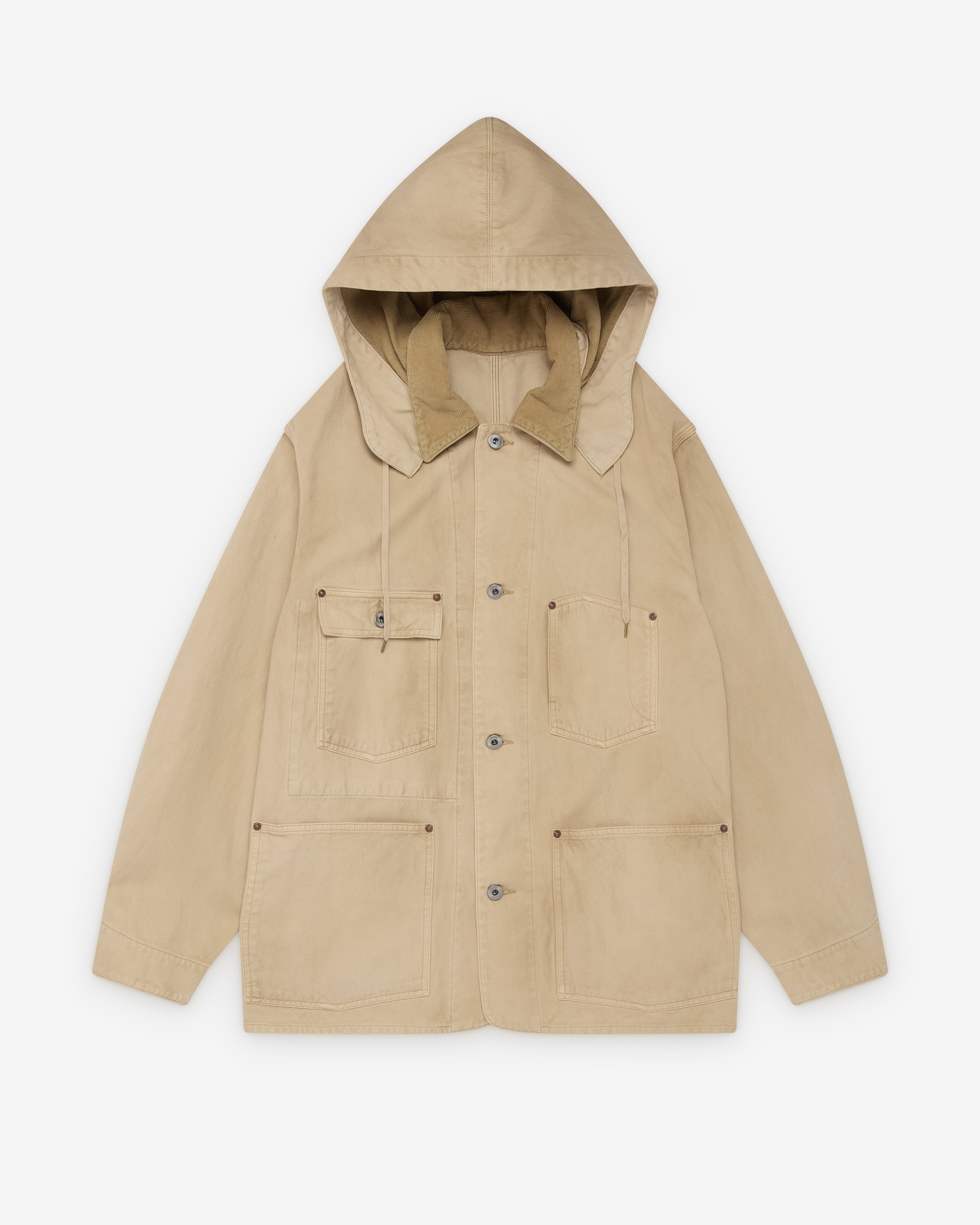 A.Presse: Men's Vintage Silk Hemp Coverall Jacket (Beige) | DSMNY
