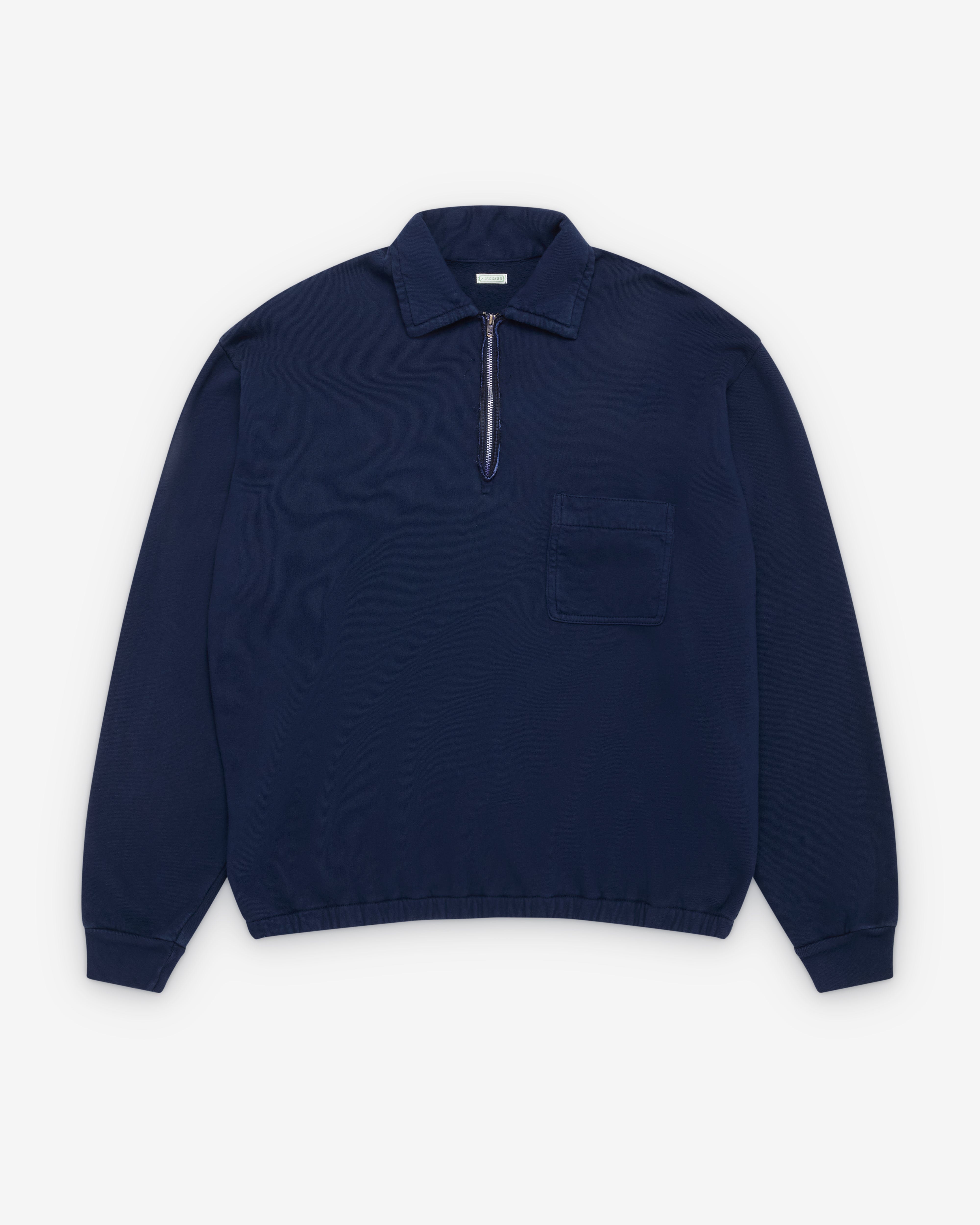 A.Presse: Men's Vintage Light Weight Half Zip (Navy) | DSMNY E-SHOP