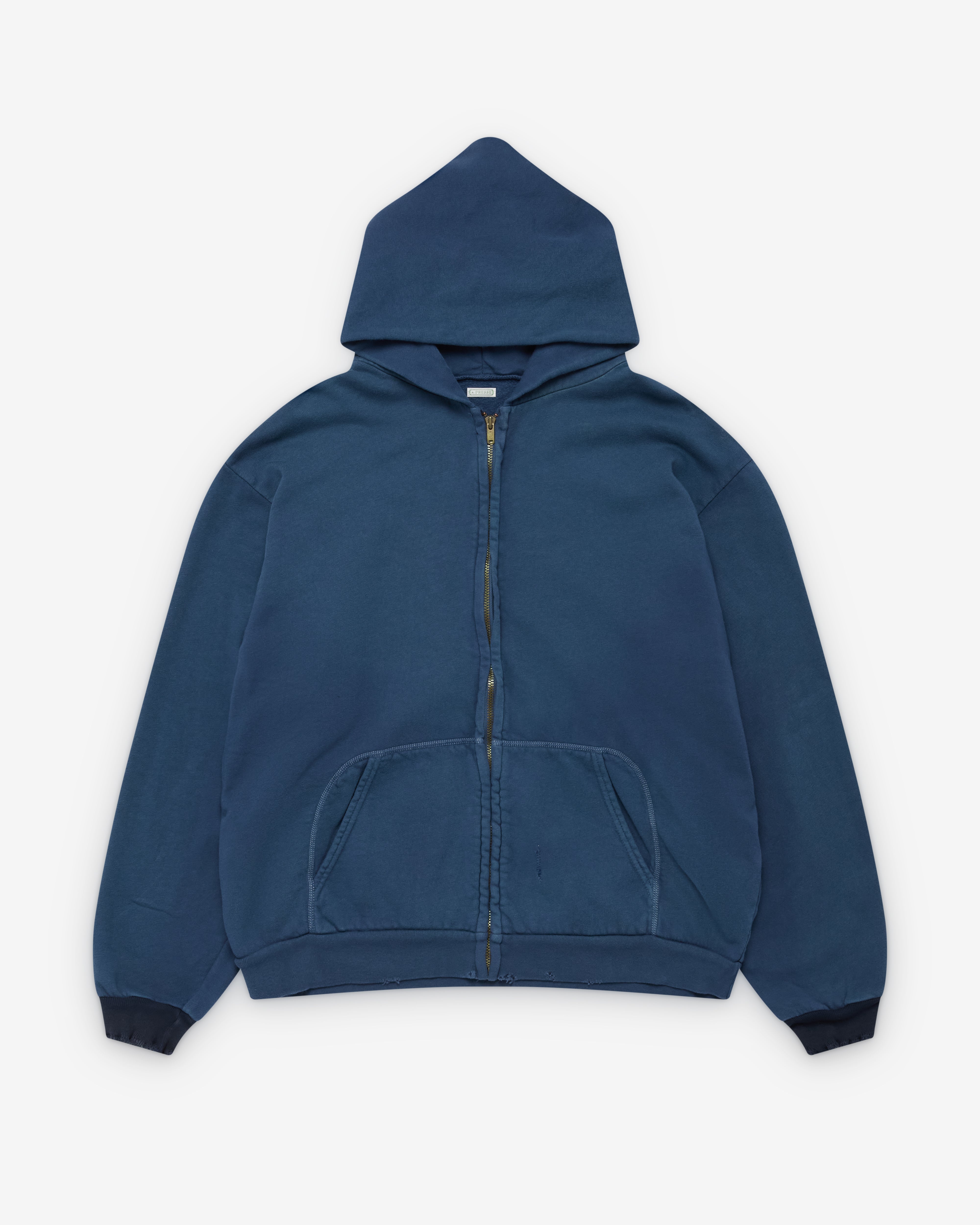 A.Presse: Men's Vintage Light Weight Zip Hoodie (Blue) | DSMNY E-SHOP