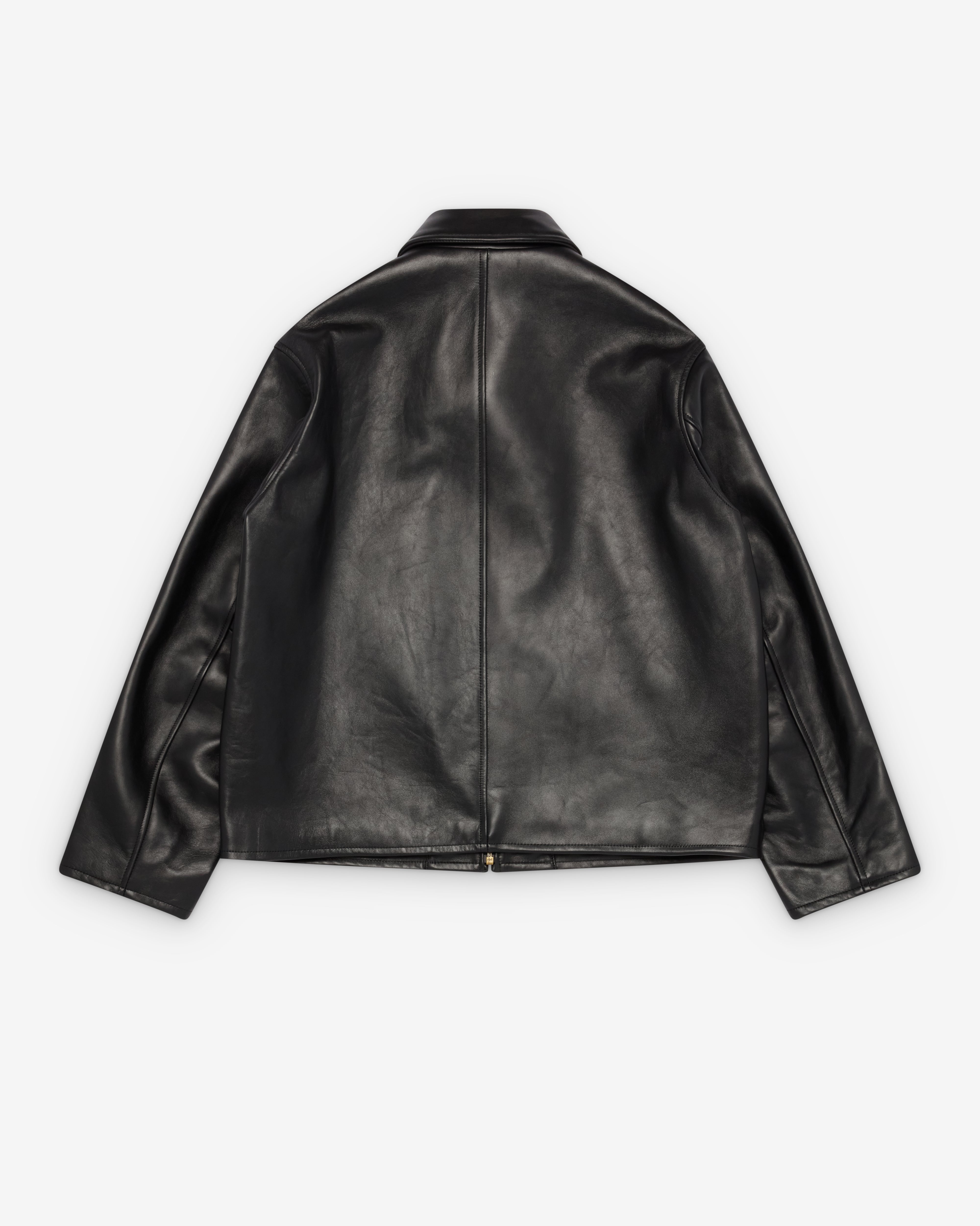 A.Presse: Men's Leather Sports Jacket (Black) | DSMNY E-SHOP
