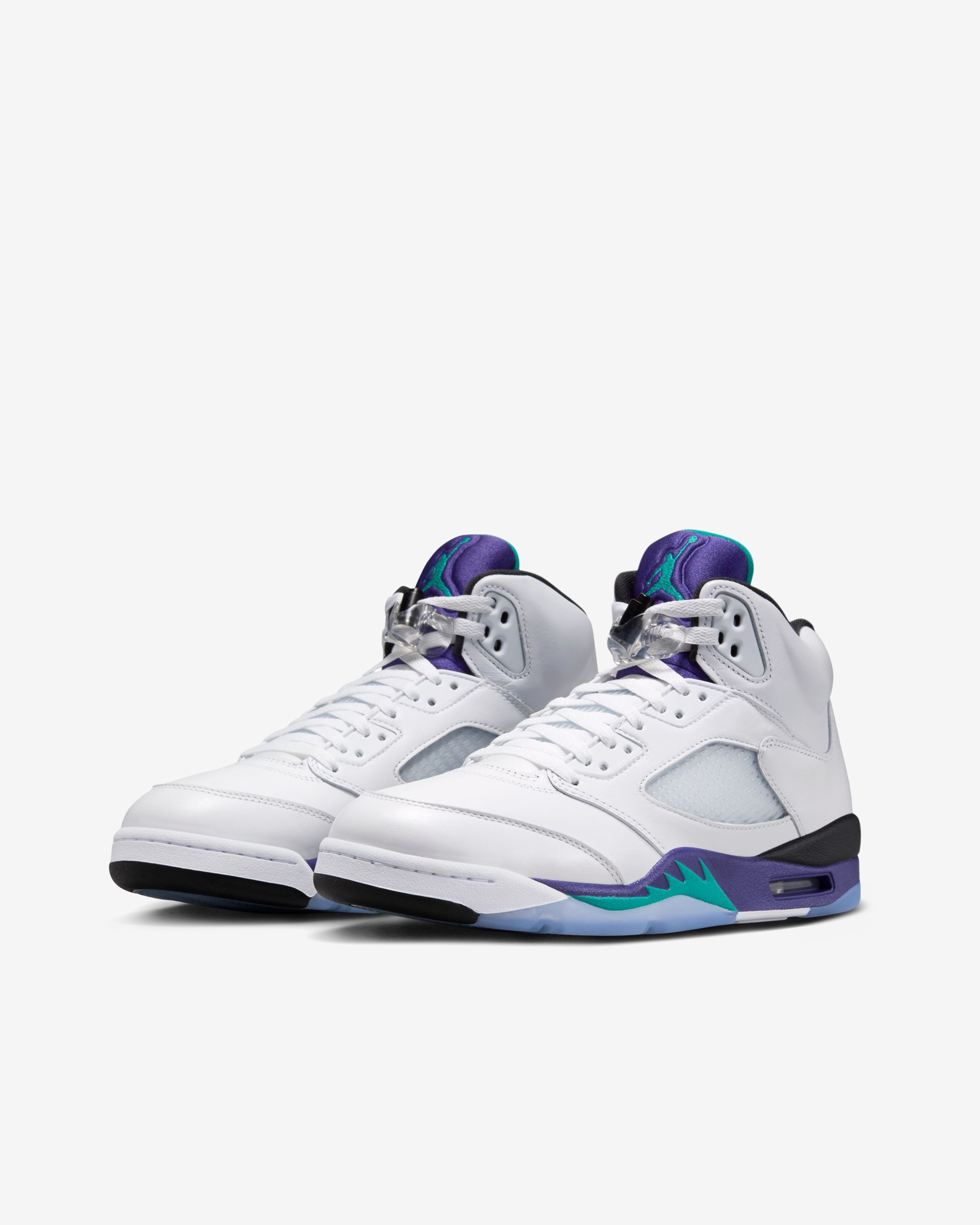 シューズ(男性用) AIR JORDAN 5 RETRO OG 28.5 Nike: Men's Air Jordan 5 Retro OG Sneakers (White/Grape) | DSMNY E