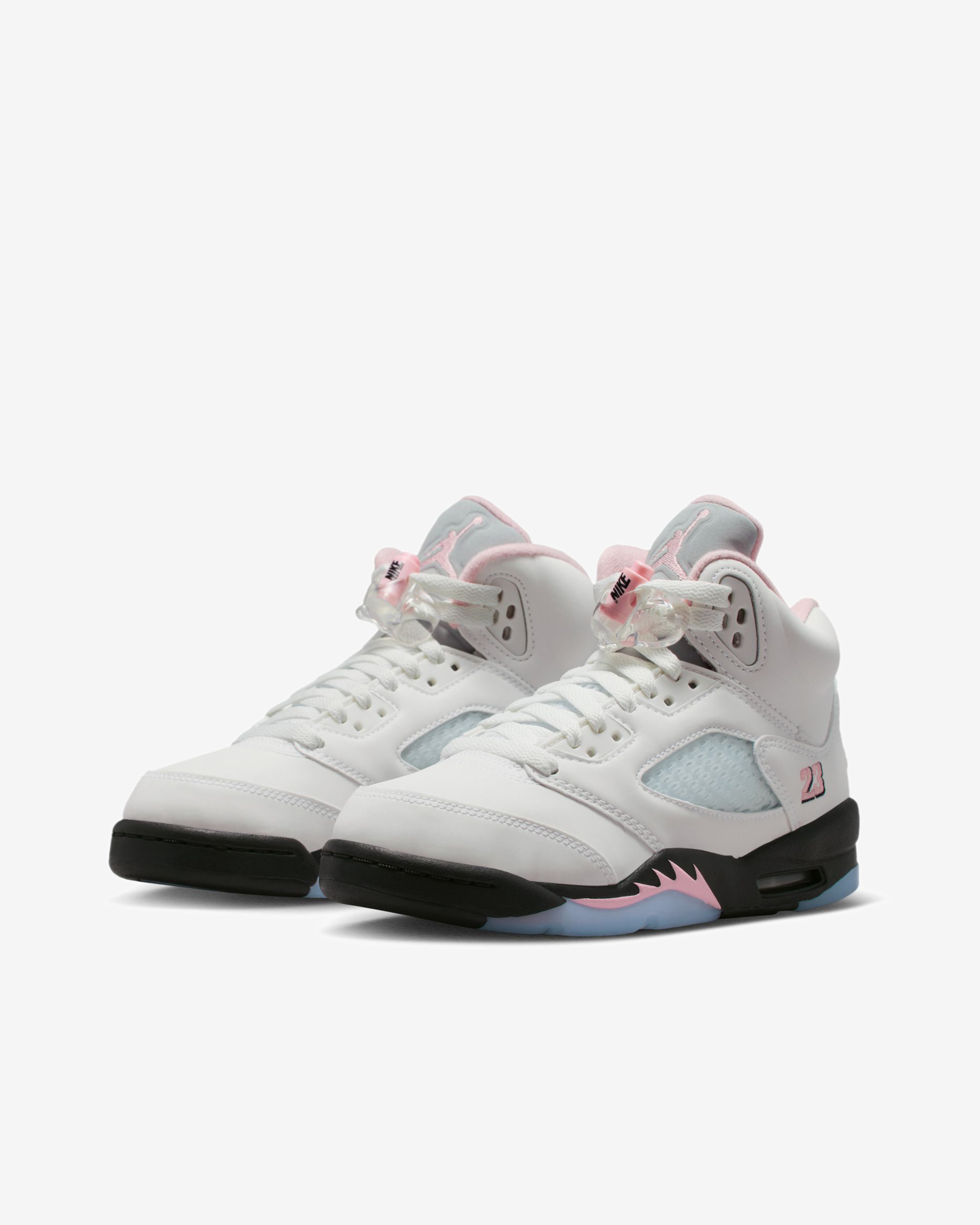 Nike: Men's Air Jordan 5 Retro Sneakers (White/Pink) | DSMNY